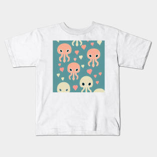 Octopus n' Hearts - Super Cute Colorful Cephalopod Pattern Kids T-Shirt